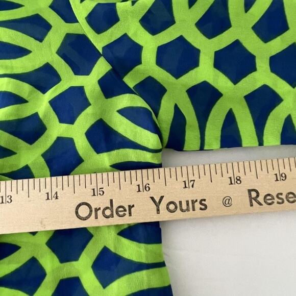 Gretchen Scott Shirt Womens XS Green Blue Geometric Print Button Up Top - Picture 6 of 7